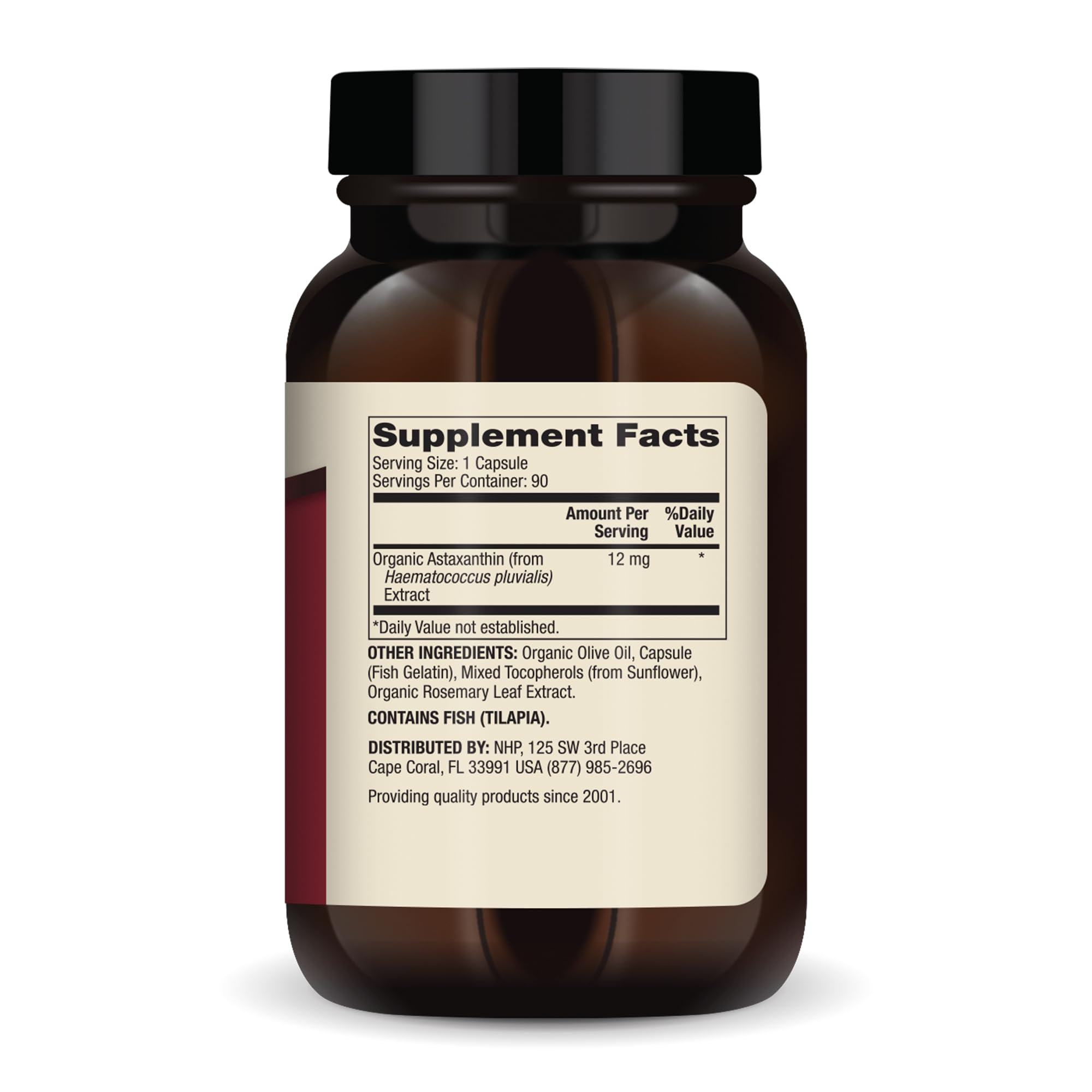 Dr. Mercola Organic Astaxanthin 12 mg – 90 Capsules | Organic Microalgae Extract, Non-GMO, Gluten-Free, Soy-Free