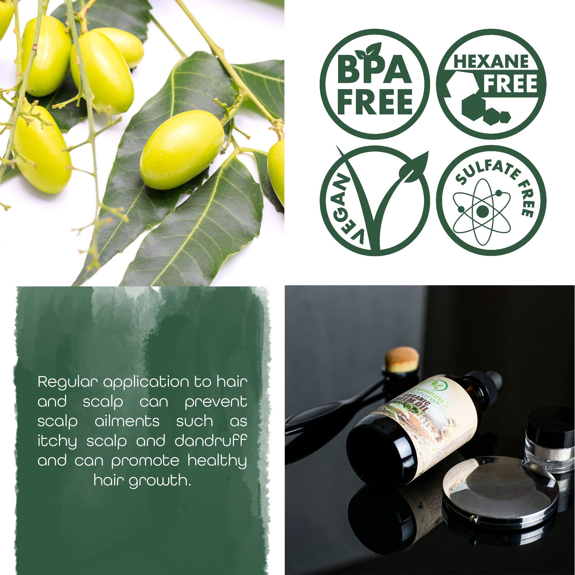 Organic Neem Oil 100% Pure Cold-Pressed – Skin, Hair & Plants (4 oz)