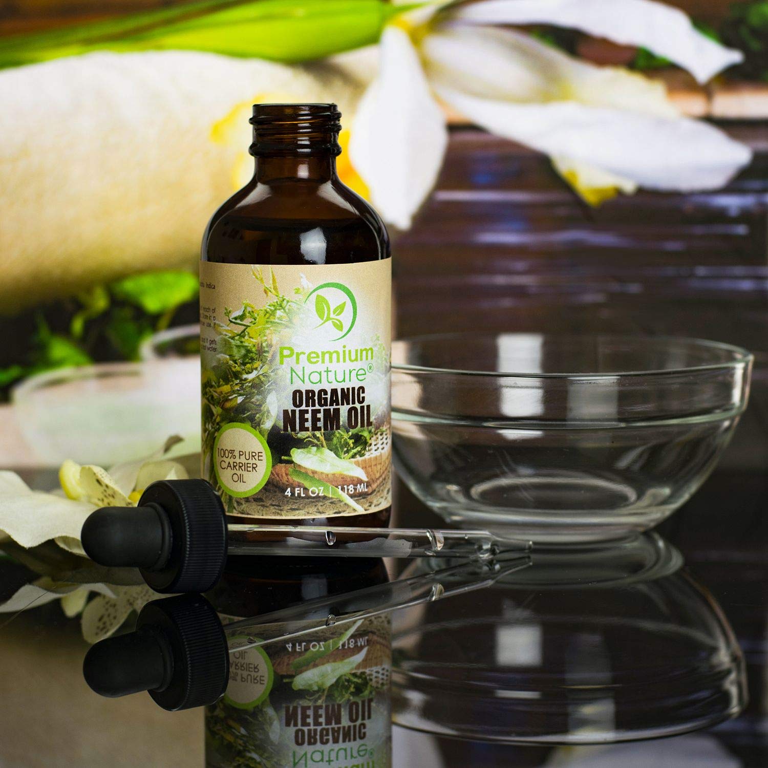 Organic Neem Oil 100% Pure Cold-Pressed – Skin, Hair & Plants (4 oz)