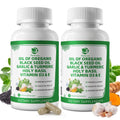 Organic Oil of Oregano Capsules with Black Seed Oil, Garlic, Turmeric, Holy Basil, Vitamin D3, E & Black Pepper – 4 Month Supply (Vegan, Non-GMO)