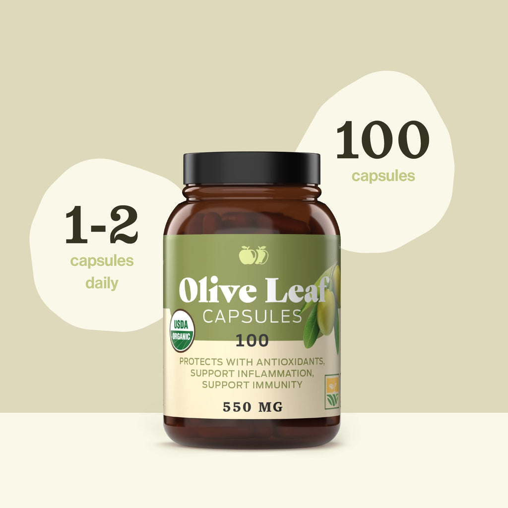 Complete Natural Products Organic Olive Leaf Capsules - 550mg, 100 Count, 1100mg per Serving (Pack of 2)