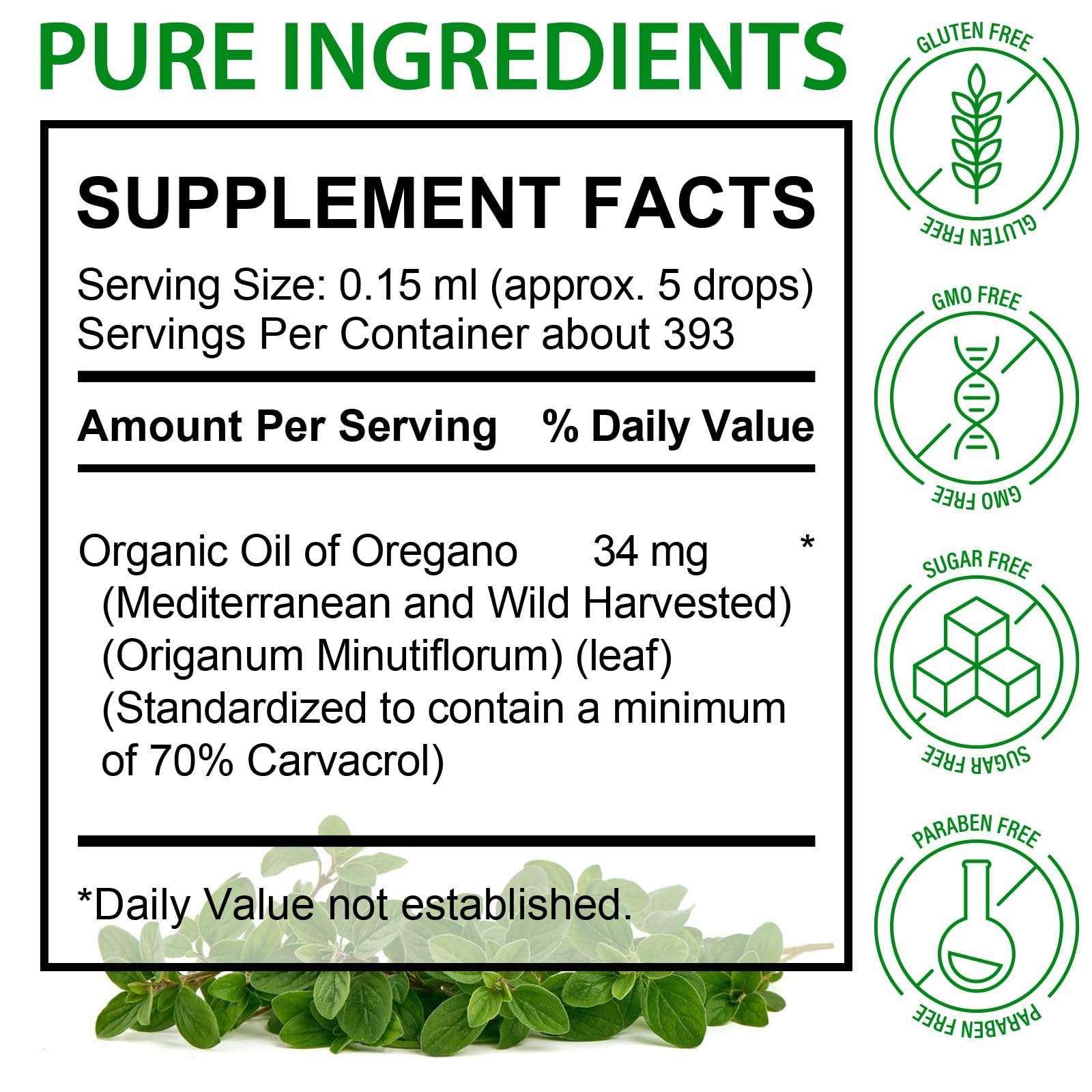2 Pack Organic Oregano Oil Drops – Immune & Digestive Support, Non-GMO, Gluten Free, 4 fl oz