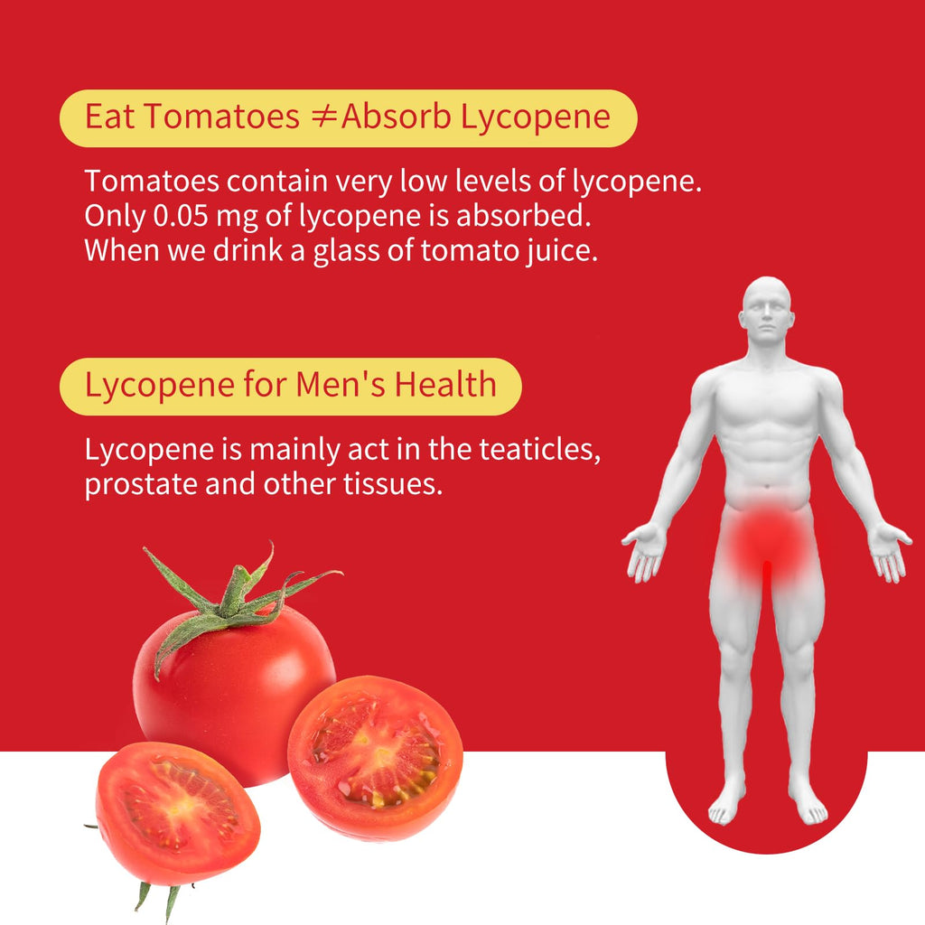 GANOHERB Lycopene Supplement for Men – 100 mg Lycopene, 60 Rapid Release Capsules, 2-Month Supply