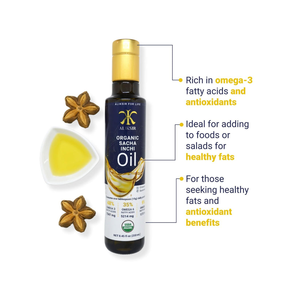 Organic Sacha Inchi Oil – Amazonian Seed, Extra Virgin, Cold-Pressed | High Omega-3 & 100% Natural