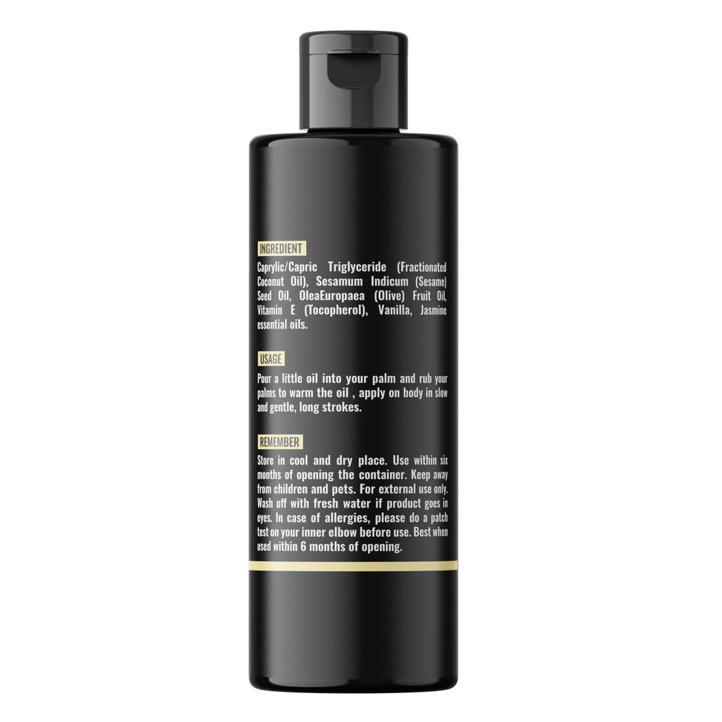 Organic Sensual Delights Vanilla Massage Oil - No Stain & Non-Sticky | Fractionated Coconut Oil, Jasmine