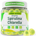Organic Spirulina & Chlorella Gummies – Vegan Protein, Super Greens, Vitamins C & D3, Zinc & B12 | Sugar Free, 60 Count