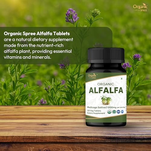 ORGANIC SPREE Alfalfa 120 Tablets | Medicago Sativa (Alfalfa) | USDA Organic Certified | Superfood Supplement with Vitamins and Minerals* | Dietary Supplement 120tab