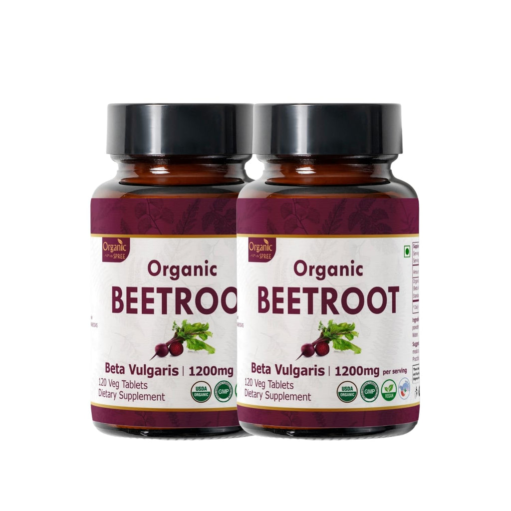 ORGANIC SPREE Beetroot 120 Tablets | Beta Vulgaris (Beetroot) | USDA Organic Certified | Organic and Natural 120tab - Pack of 2
