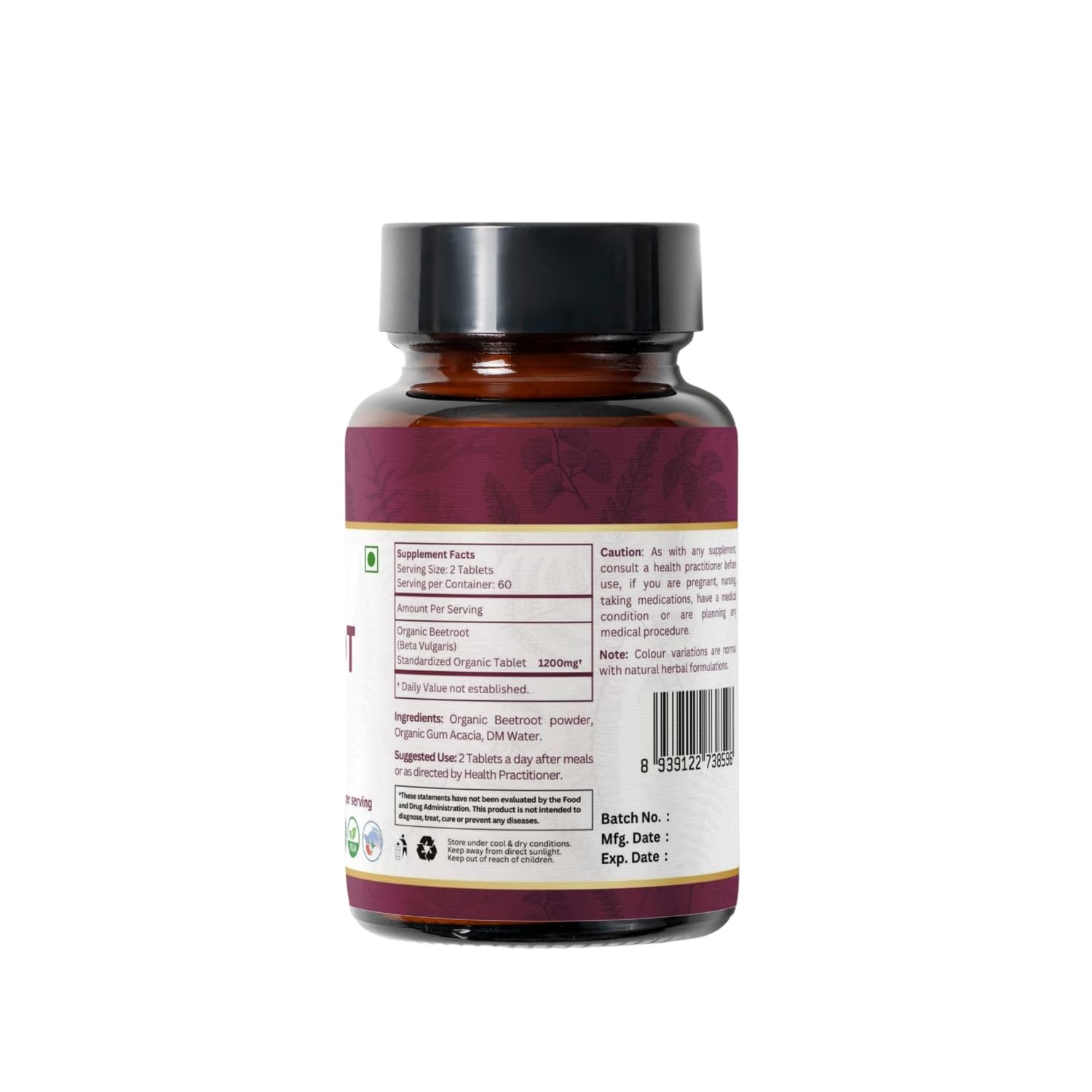 ORGANIC SPREE Beetroot 120 Tablets | Beta Vulgaris (Beetroot) | USDA Organic Certified | Organic and Natural 120tab - Pack of 2