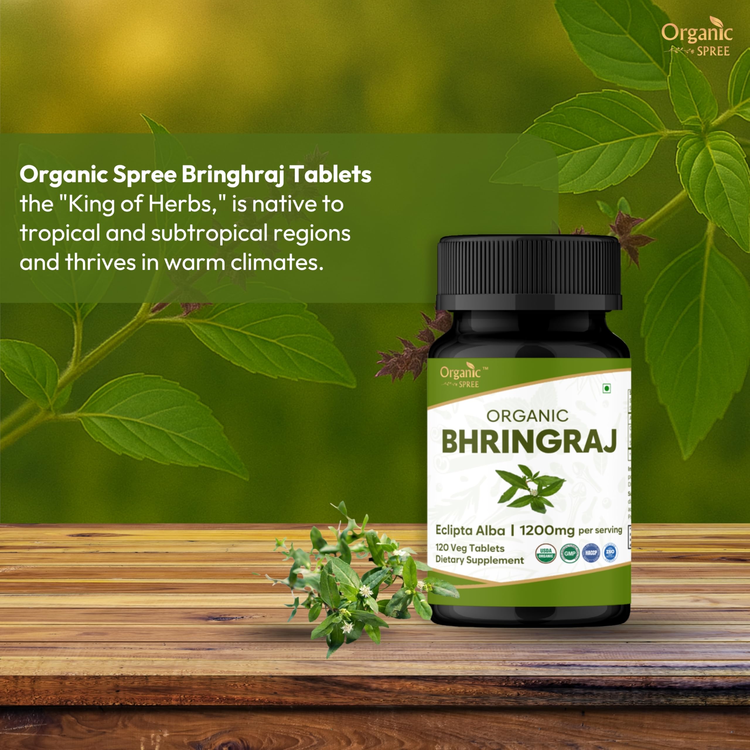 Organic Spree Bhringraj 120 Tablets – USDA Organic Certified | Ayurvedic Hair Care