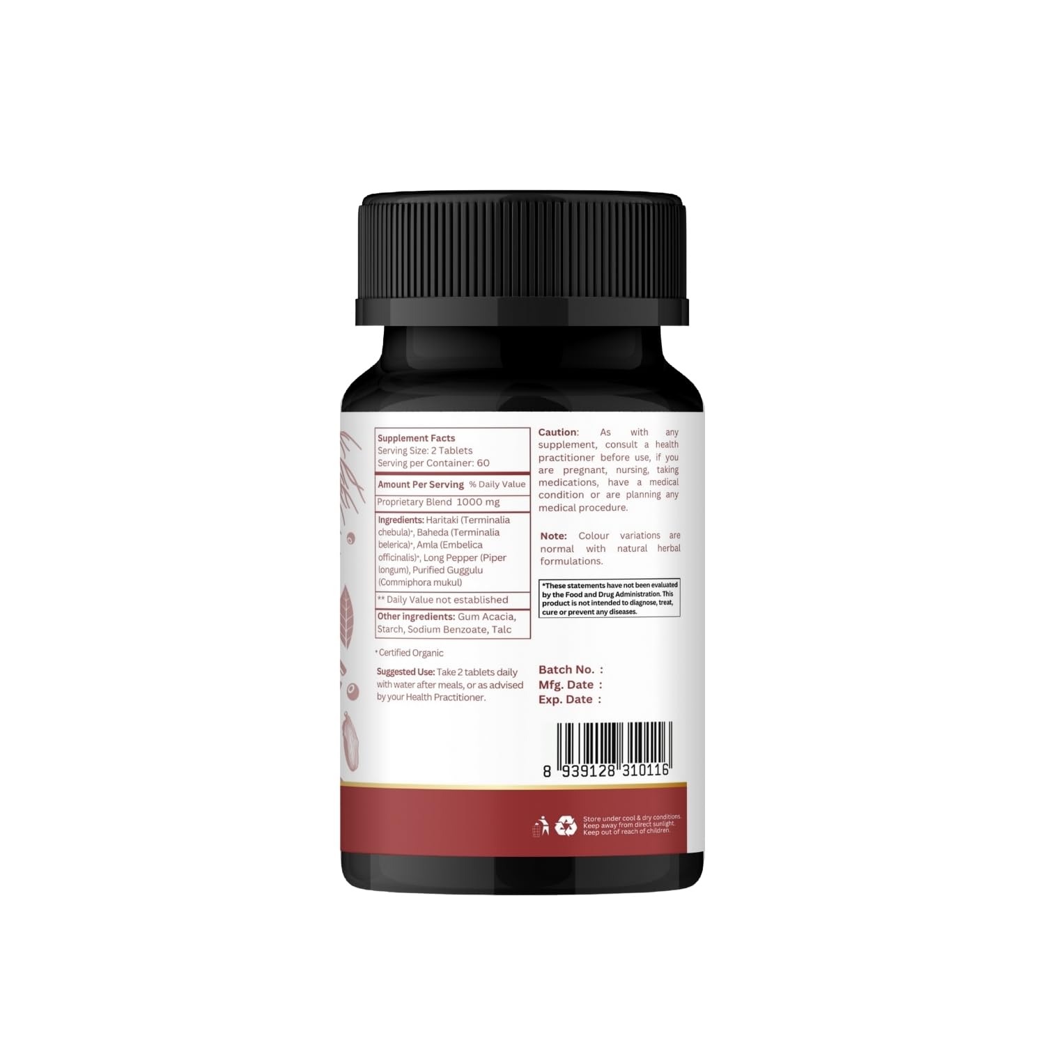 Organic Spree Triphala Guggulu 120 Tablets | Gut Health & Digestive Support - Ayurvedic, Vegetarian
