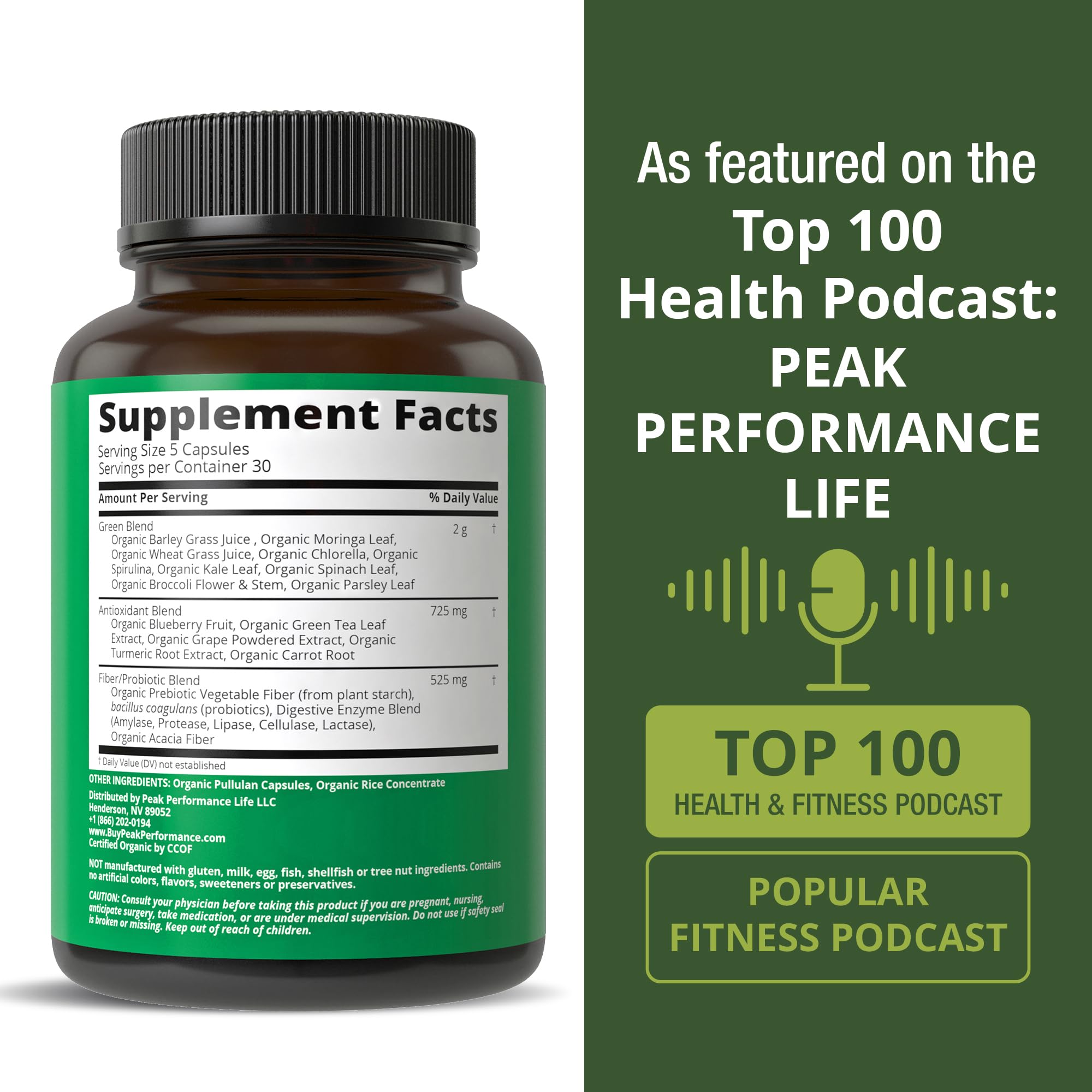 Organic Super Greens 150 Capsules – Green Juice Superfood with 25 Organic Ingredients