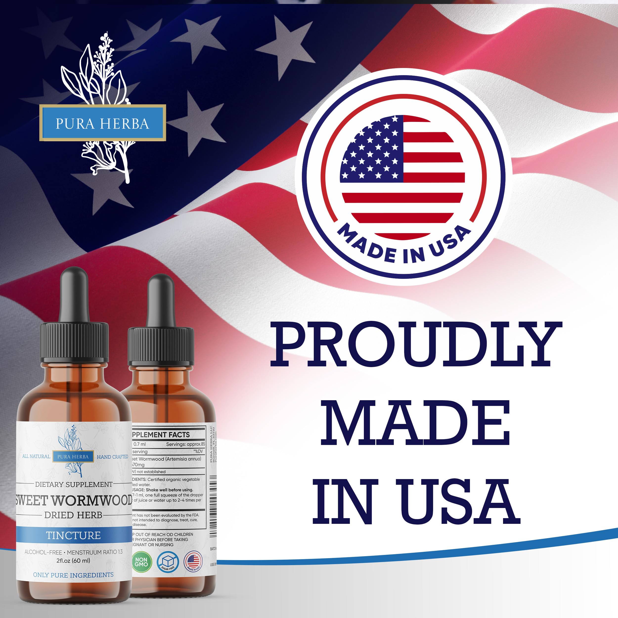 Organic Sweet Wormwood Liquid Drops - Parasite Cleanse & Gut Detox (Vegan, Alcohol-Free, Made in USA, 2 Fl Oz)