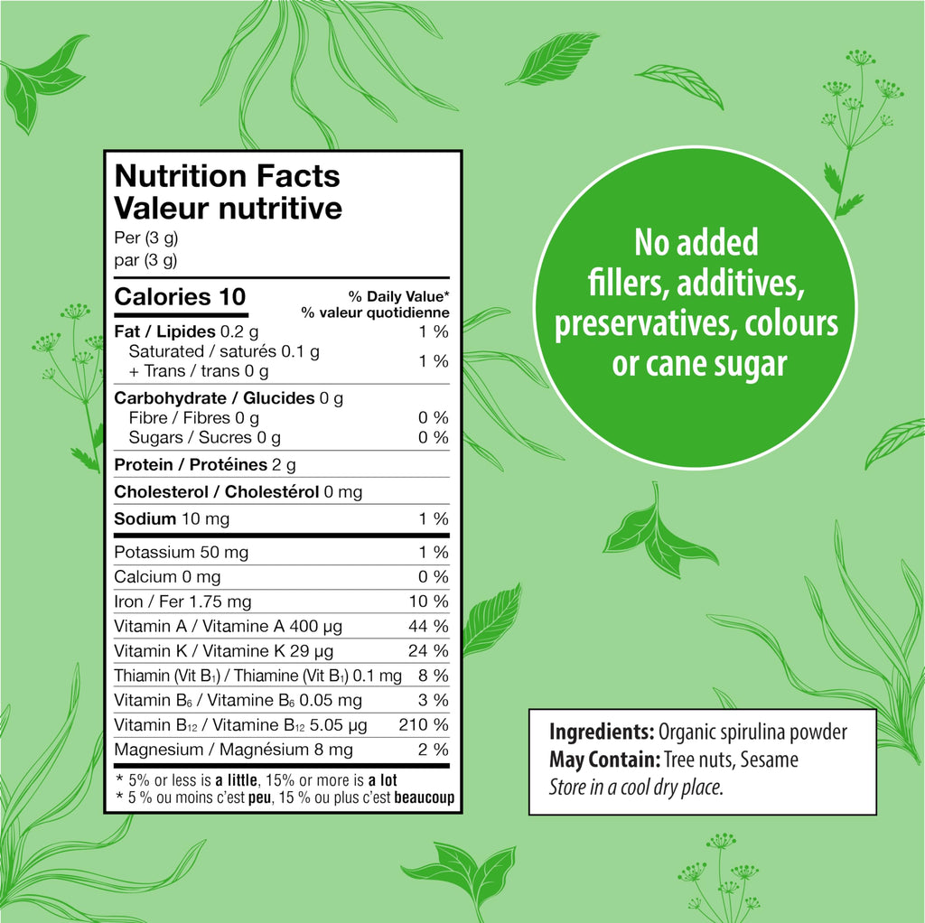 Organic Traditions Spirulina Powder – Organic, Vegan & Non-GMO, 5.3oz (150g) Bag | 50 Servings