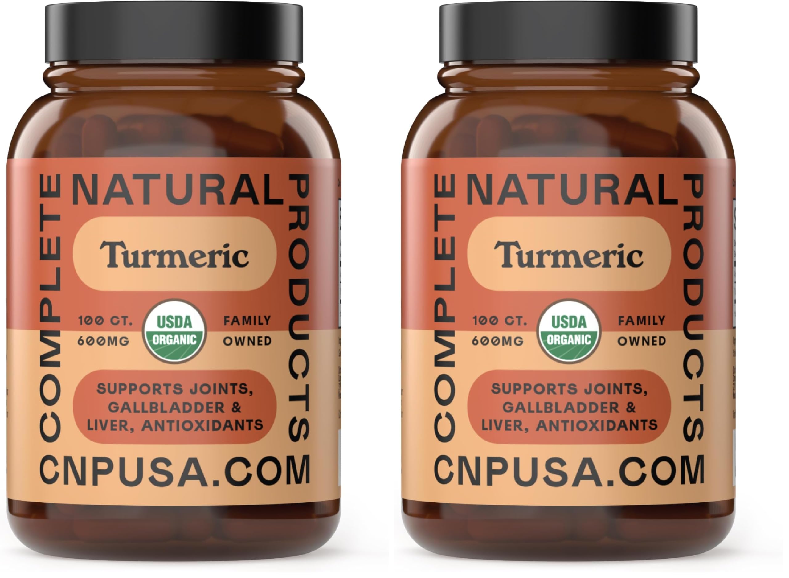 Organic Turmeric Capsules 600mg | Pure Curcumin 100 Capsules (Pack of 2) - Liver & Joint Support