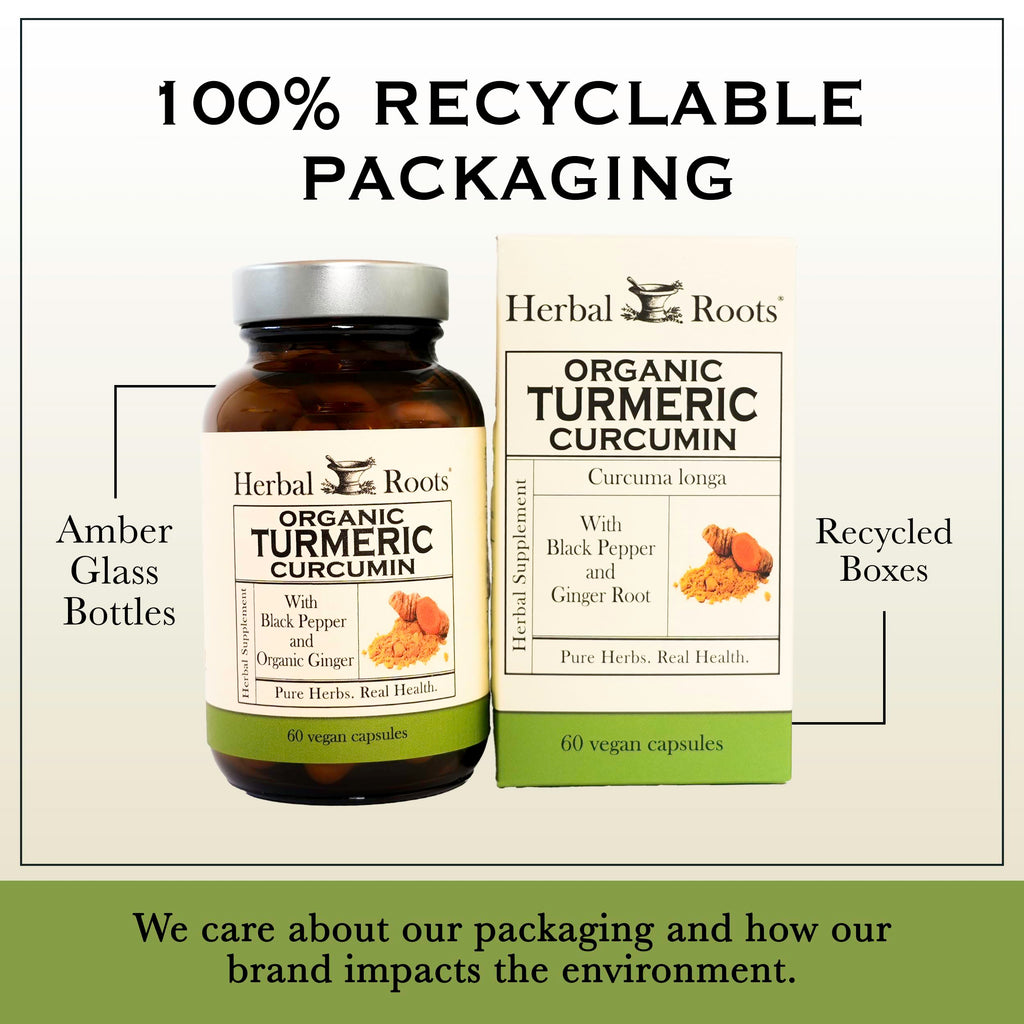 Herbal Roots - Turmeric Curcumin Capsules - Extra Strength - 1000mg Pure Organic Turmeric Supplement, 95% Standardized Curcumin Extract with BioPerine Pepper and Ginger