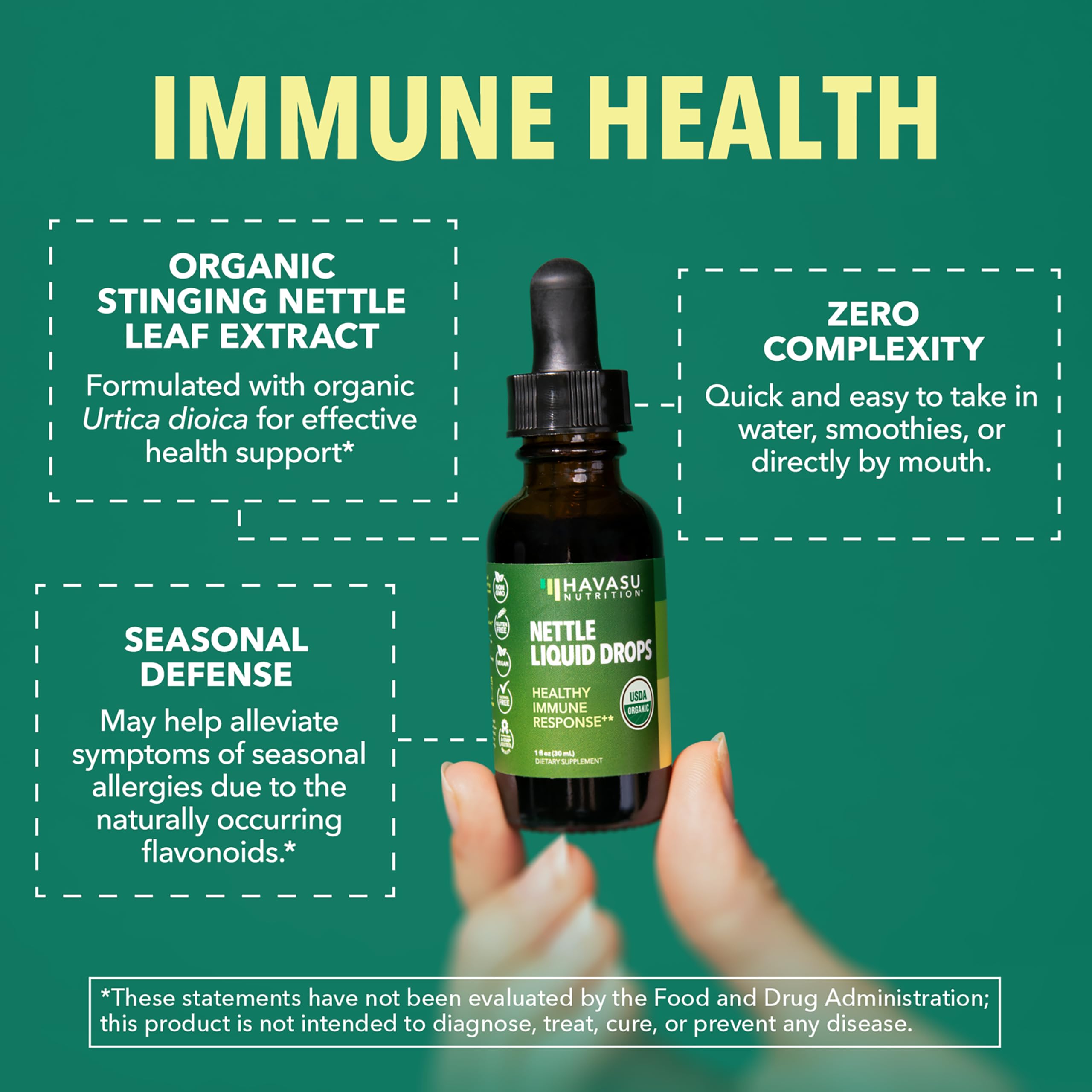Stinging Nettle Leaf Extract Liquid Drops – Organic Immune Support & Prostate Health (1 oz)