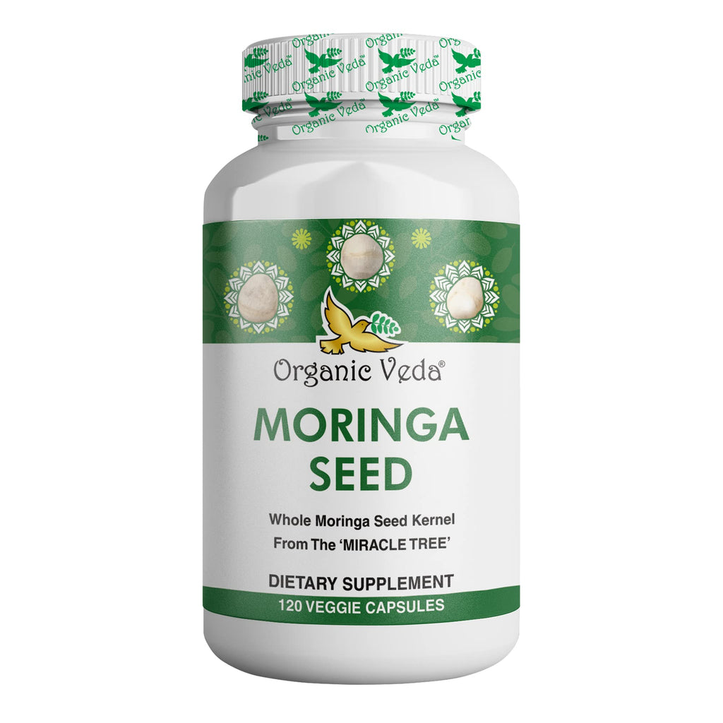 Organic Veda Moringa Seed Capsules – 1000 mg Moringa Seed Powder & Oil, 120 ct