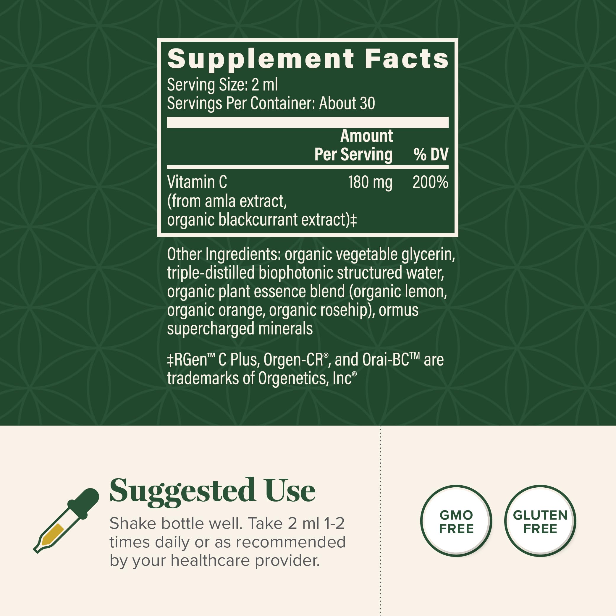 Global Healing Center USDA Organic Vitamin C Supplement Drops 180mg, Liquid Vitamin C Plant-Based Antioxidant Supplement, Supports Immune System - Vitamina C - Natural Energy for Men and Women (2 Oz)