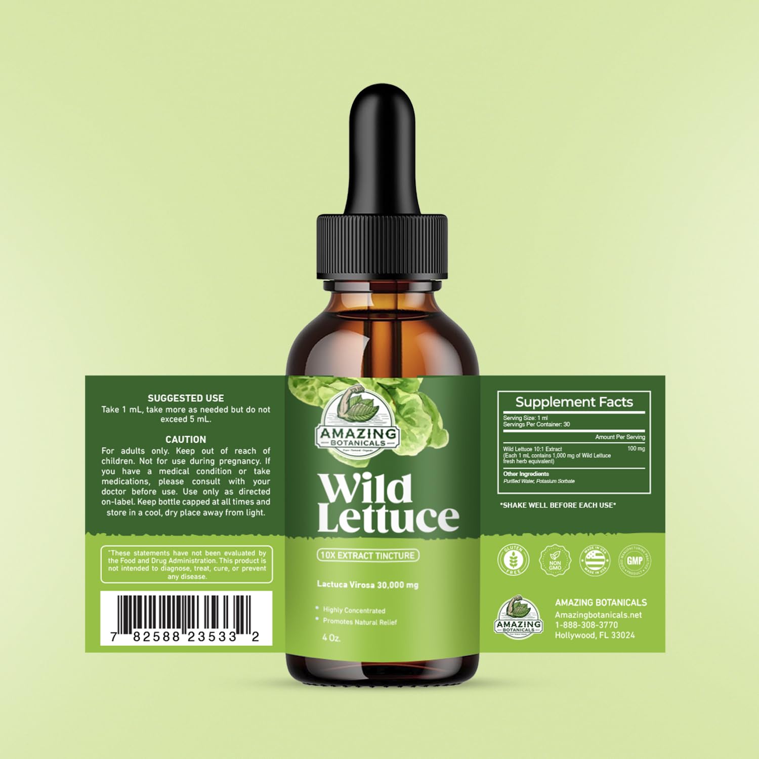 Amazing Botanicals Alcohol-Free Wild Lettuce Tincture 30,000 mg | 4 oz Bulk
