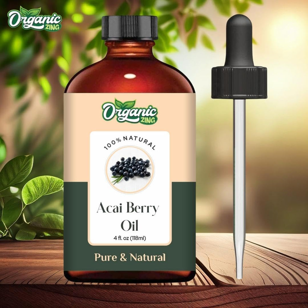 Organic Zing Acai Berry Oil | Pure Carrier Oil for Skincare, Haircare & Massage – 118ml