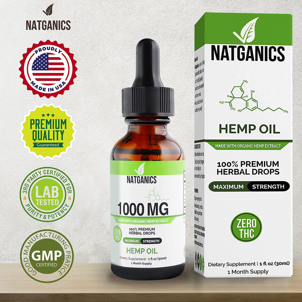 Organic Hemp Oil 1000mg - Ultra Premium CO2-Extracted Hemp Oil Drops | Made in USA