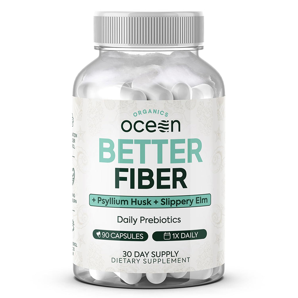 Organics Ocean Better Fiber - Daily Fiber Supplement for Softer Stool - 90 Capsules