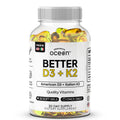 Organics Ocean Better D3 + K2 – 3000 IU VegD3 + MenaQ7 K2 (Vegan, Non-GMO) – 1-Pack, 30-Day Supply