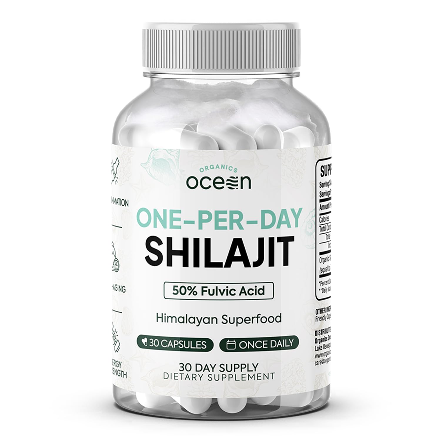 Organics Ocean One-Per-Day Shilajit Capsules – Age-Defying, Bone Strength & Hormone Support