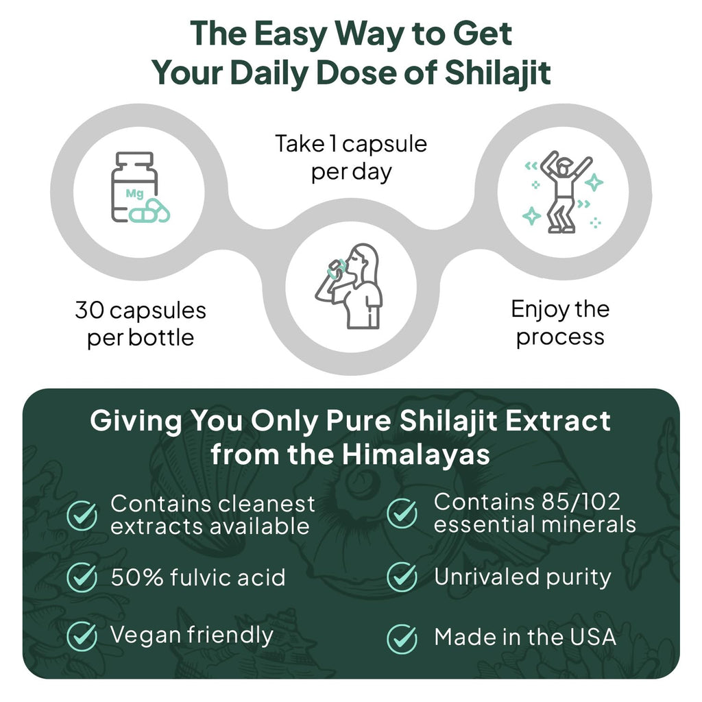 Organics Ocean One-Per-Day Shilajit Capsules – Age-Defying, Bone Strength & Hormone Support