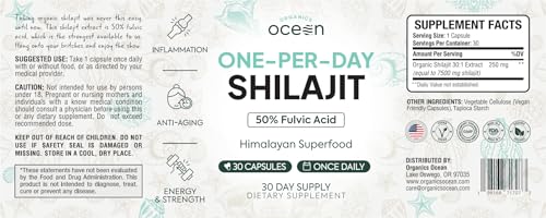 Organics Ocean One-Per-Day Shilajit Capsules – Premium Himalayan Shilajit (6 Bottles)