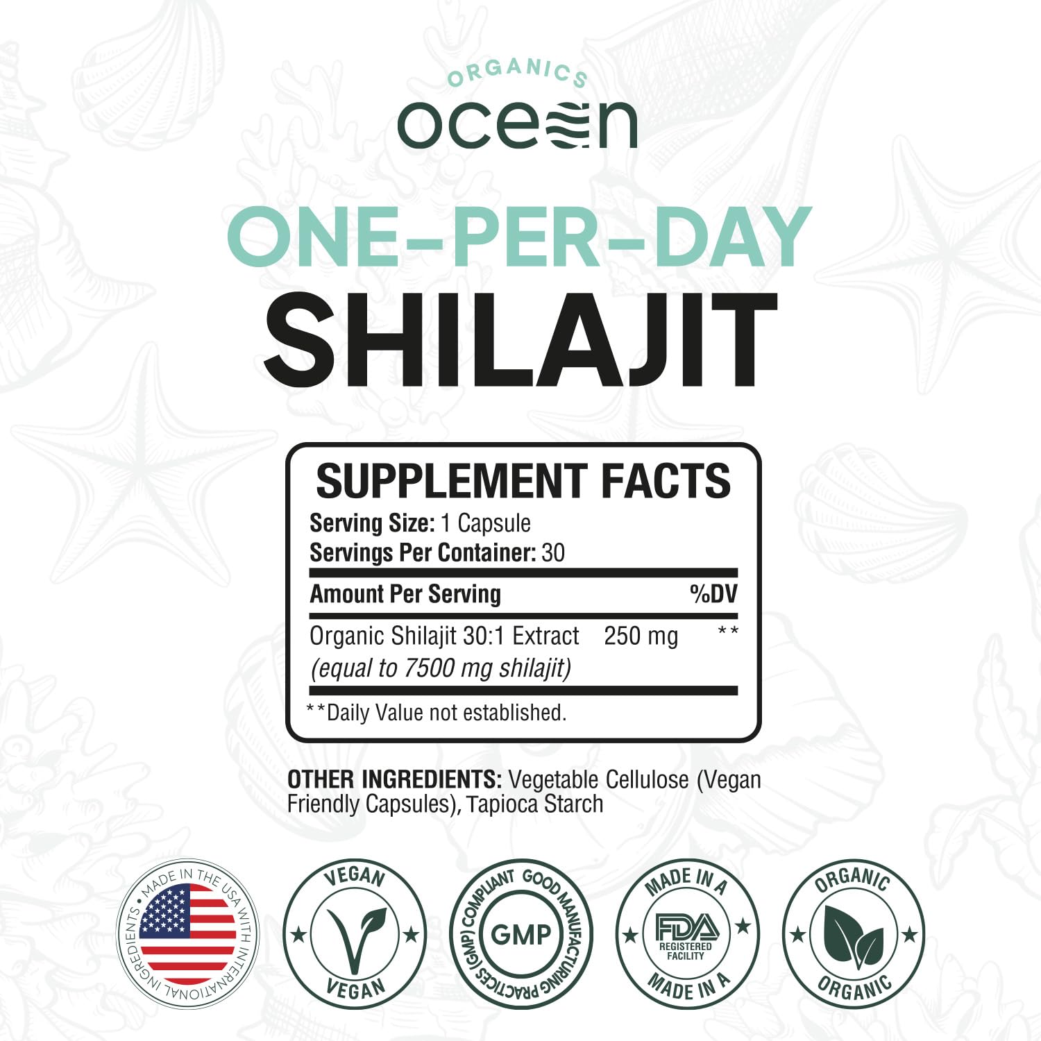 Organics Ocean One-Per-Day Shilajit Capsules – Age-Defying, Bone Strength & Hormone Support