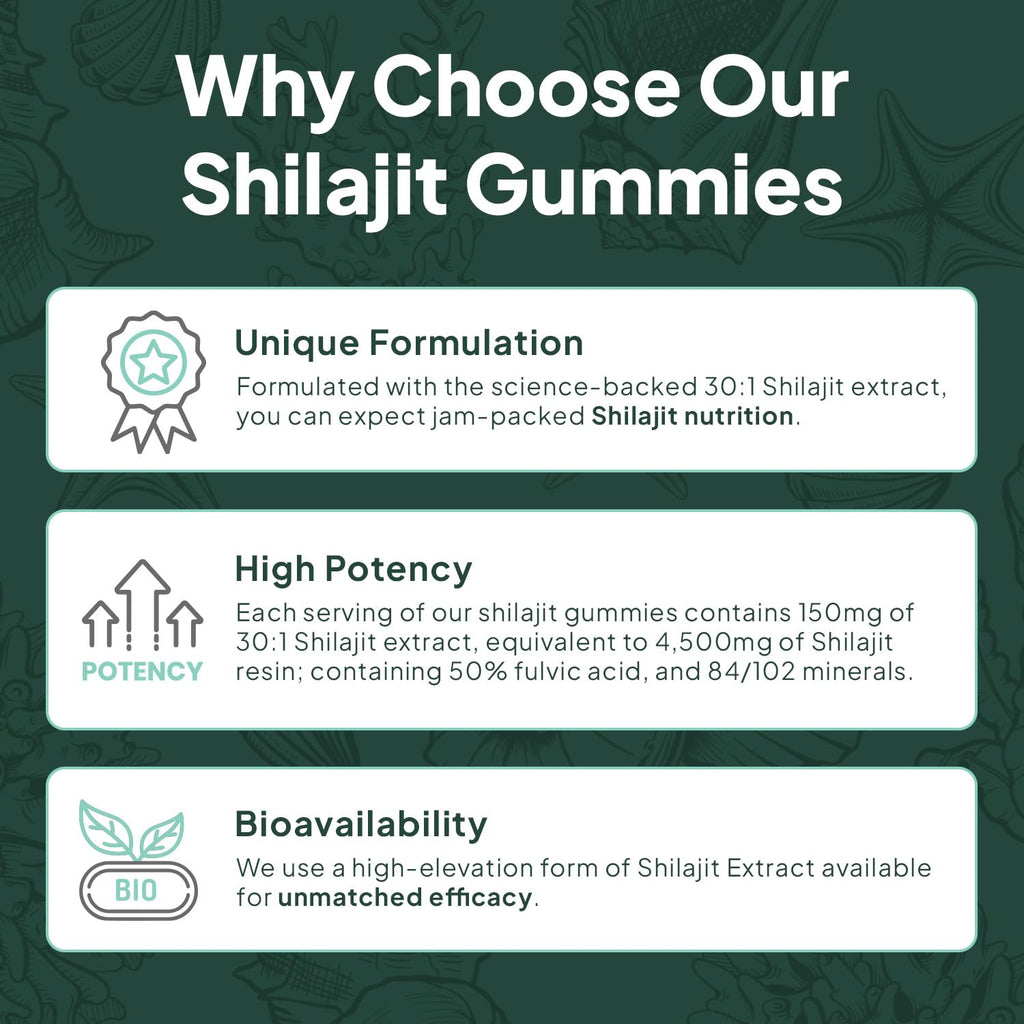 Organics Ocean Shilajit Gummies – Energy, Hormone Support & Skin Health (60 Gummies)