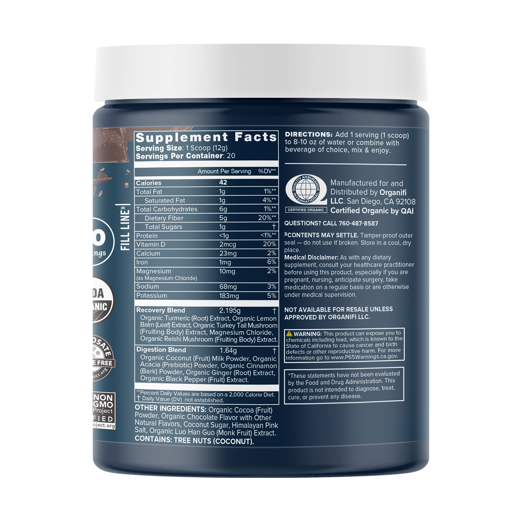 Organifi Gold Chocolate – Restful Sleep, Immune Support & Recovery | 20 Day Supply