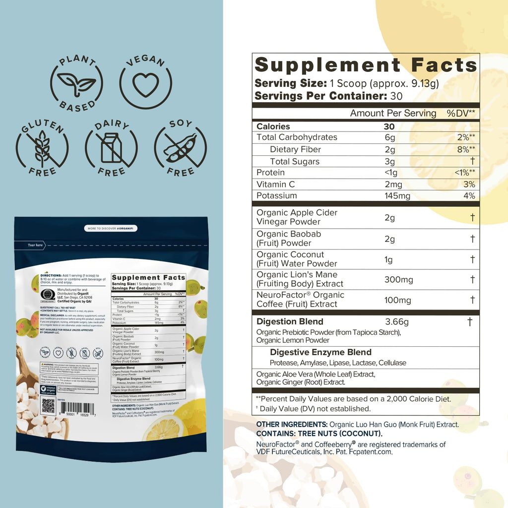 Organifi Pure – Brain Support, Focus & Clarity (Gluten-Free, Non-GMO) • 30 Servings