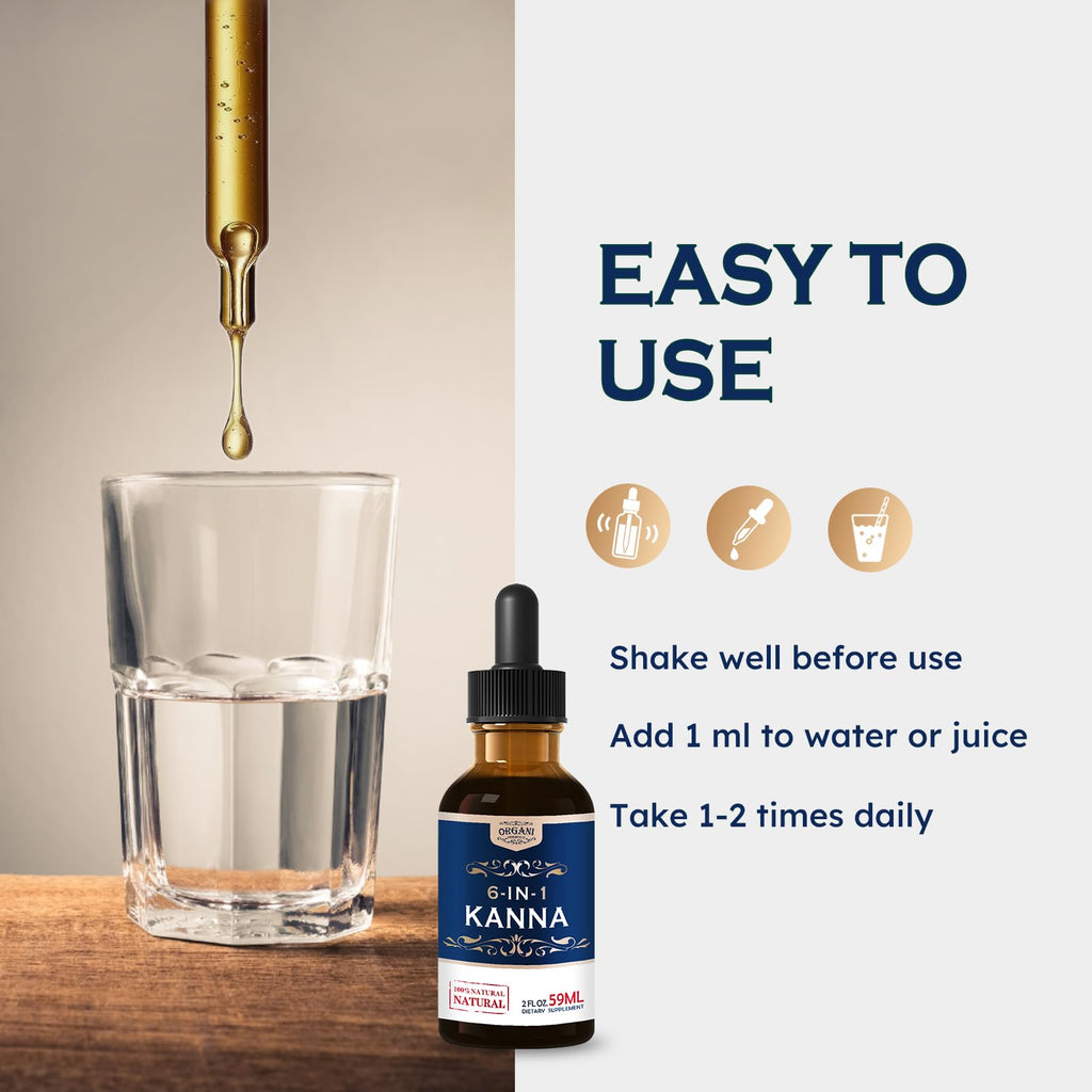 ORGANIHERBENCE Kanna Drops (2oz) – 6-in-1 Relaxation, Energy & Focus