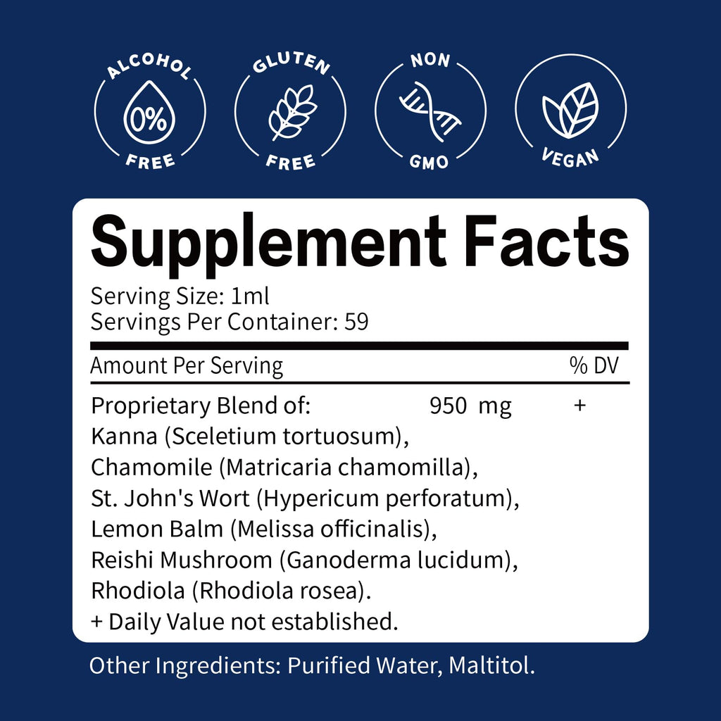 ORGANIHERBENCE Kanna Drops (2oz) – 6-in-1 Relaxation, Energy & Focus