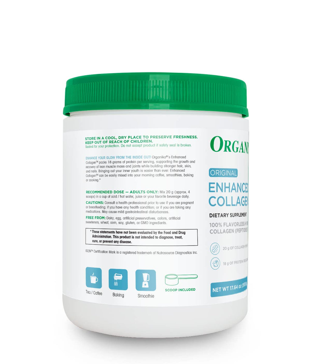 Organika Hydrolyzed Collagen Peptides Powder – Unflavored, Grass-Fed, Keto | 18 oz (25 Day Supply)
