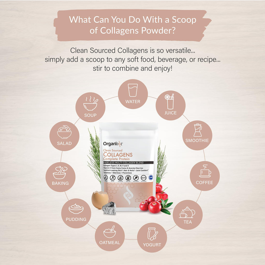 Organixx Collagen Peptides Powder with Vitamin C – Unflavored, 30 Servings