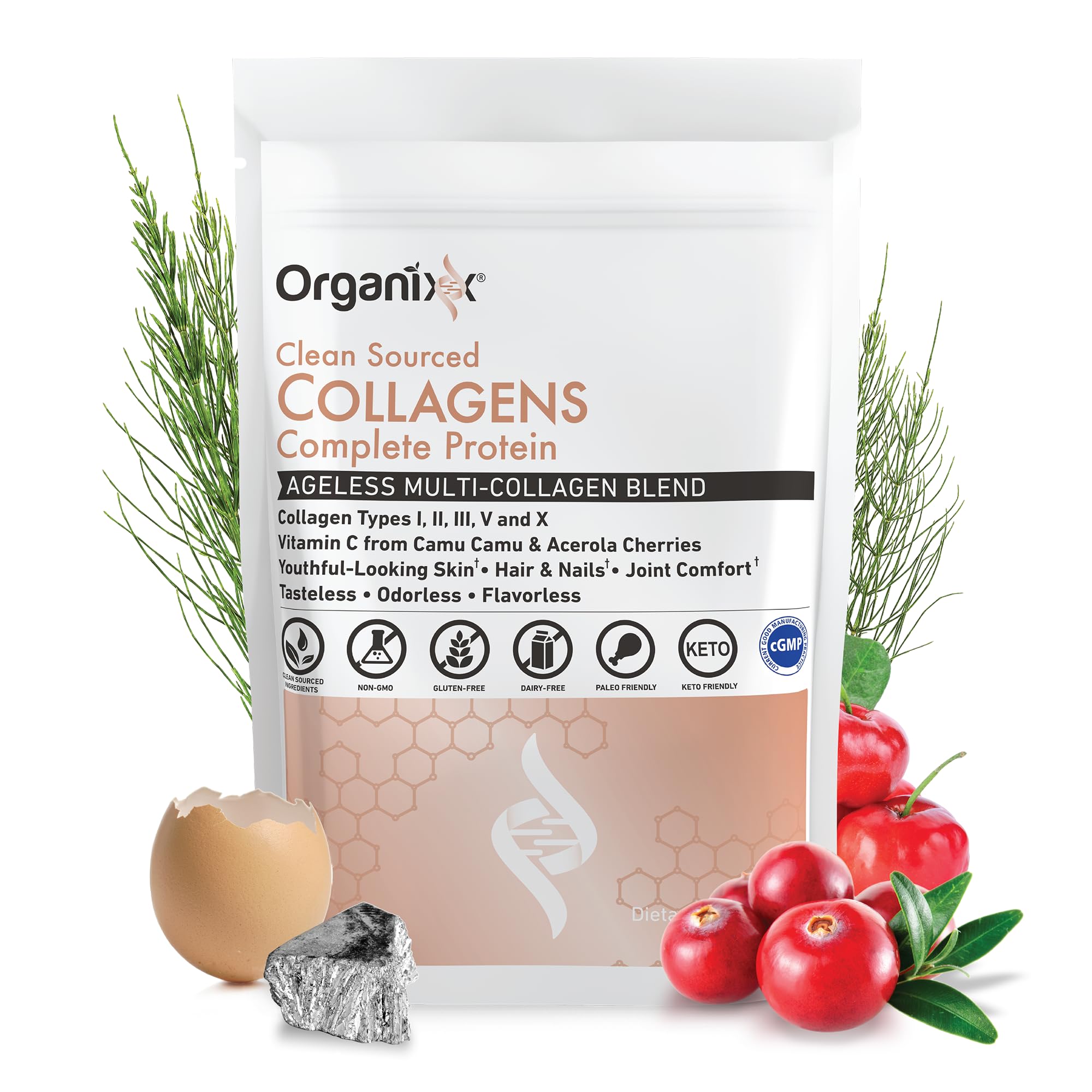 Organixx Collagen Peptides Powder with Vitamin C – Unflavored, 30 Servings