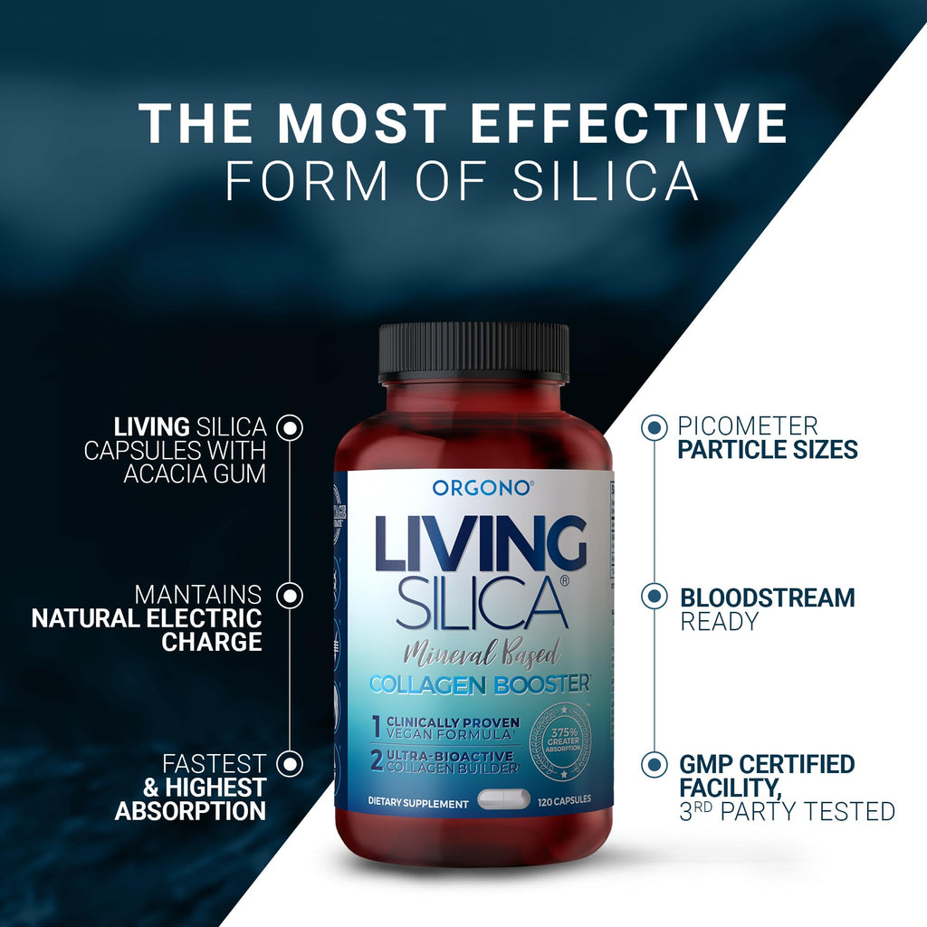 Orgono Living Silica Mineral-Based Collagen Booster Capsules | Supports Collagen, Skin & Joints | 60 Capsules