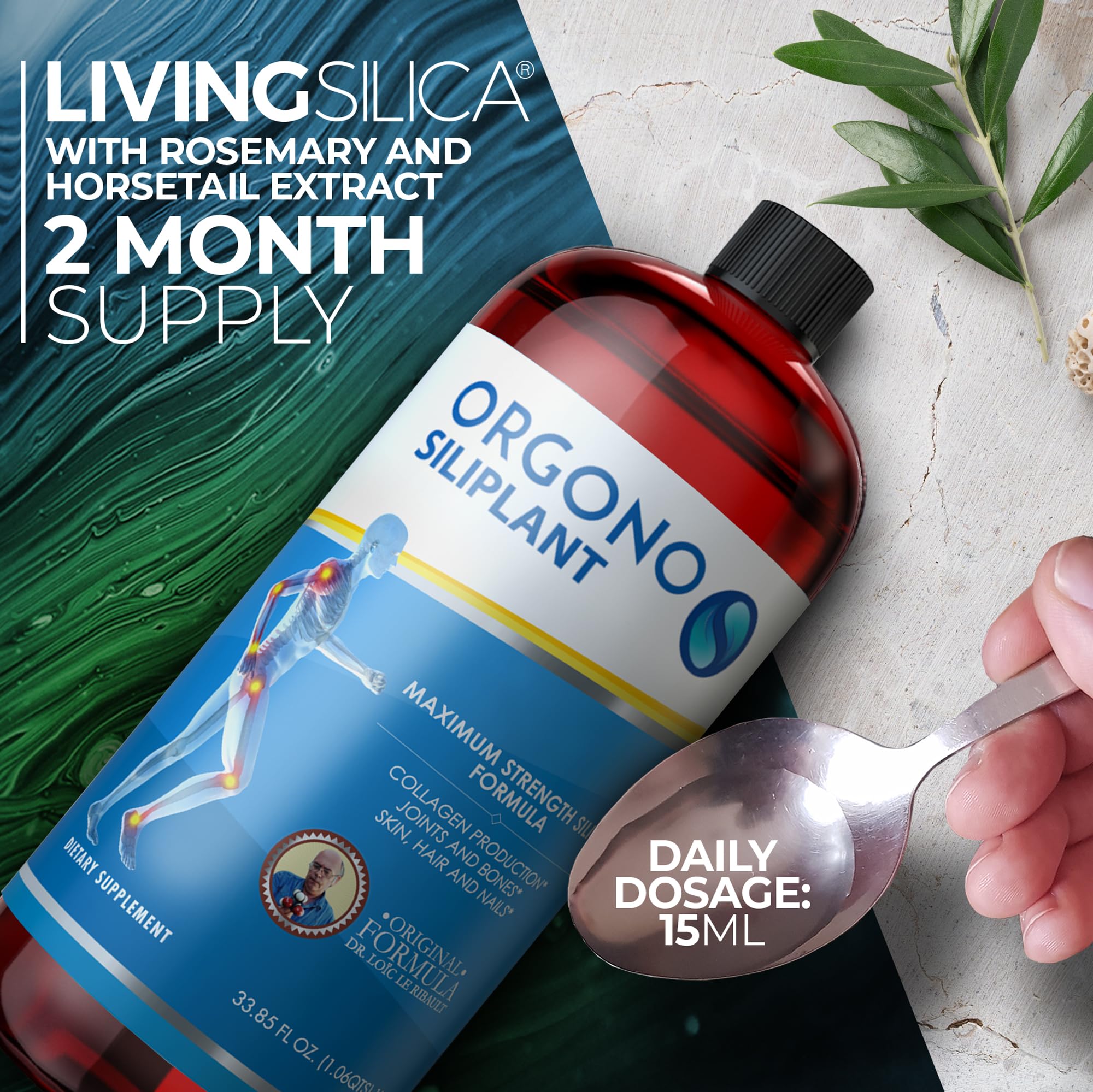 Orgono Living Silica Siliplant – Vegan Collagen Booster for Joints, Skin, Hair & Nails | 66 Servings