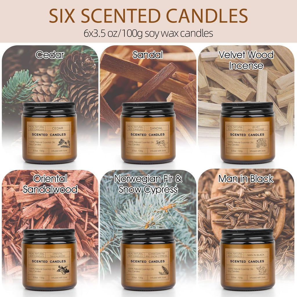 6 Pack Scented Candles Set – Long Lasting Soy Wax Aromatherapy Candles Gift for Home
