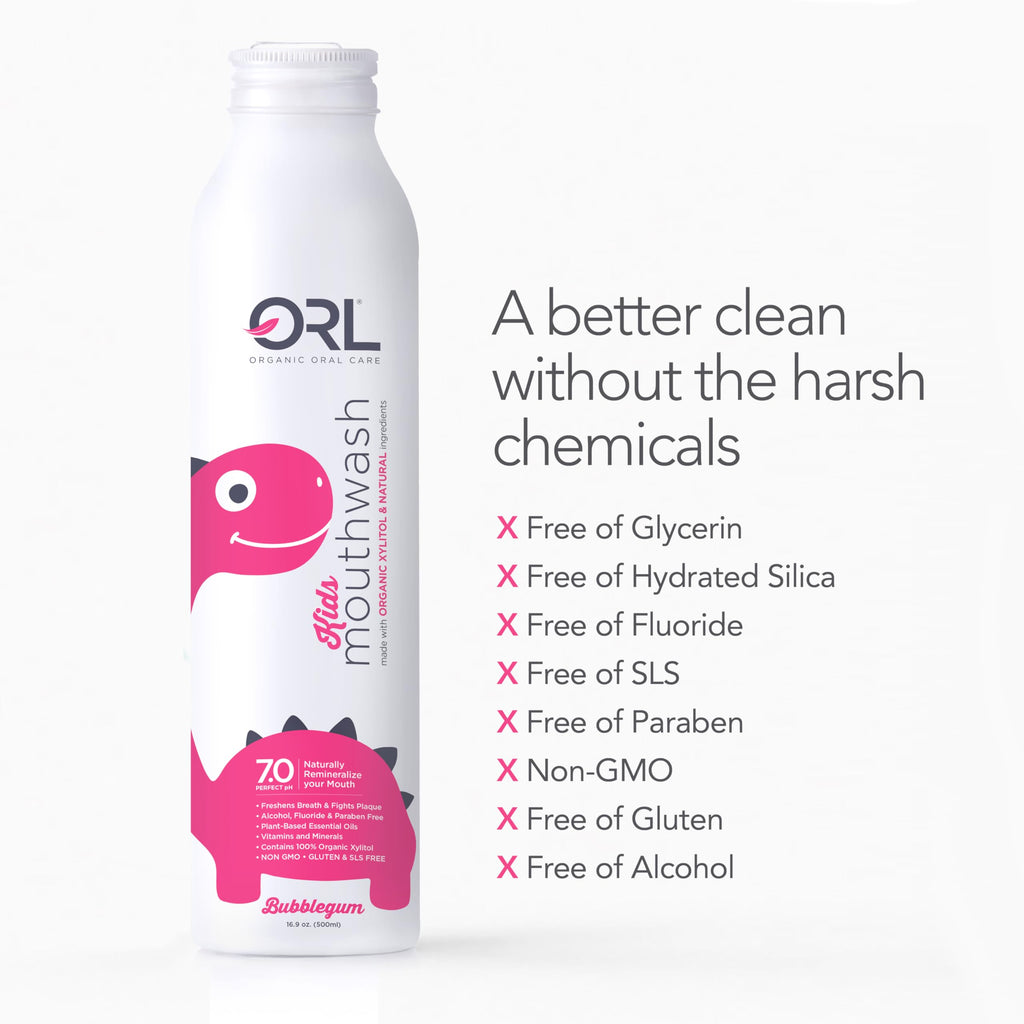 ORL Kids Natural & Organic Mouthwash – Fluoride & Alcohol Free | Clean, Whiten & Strengthen Enamel