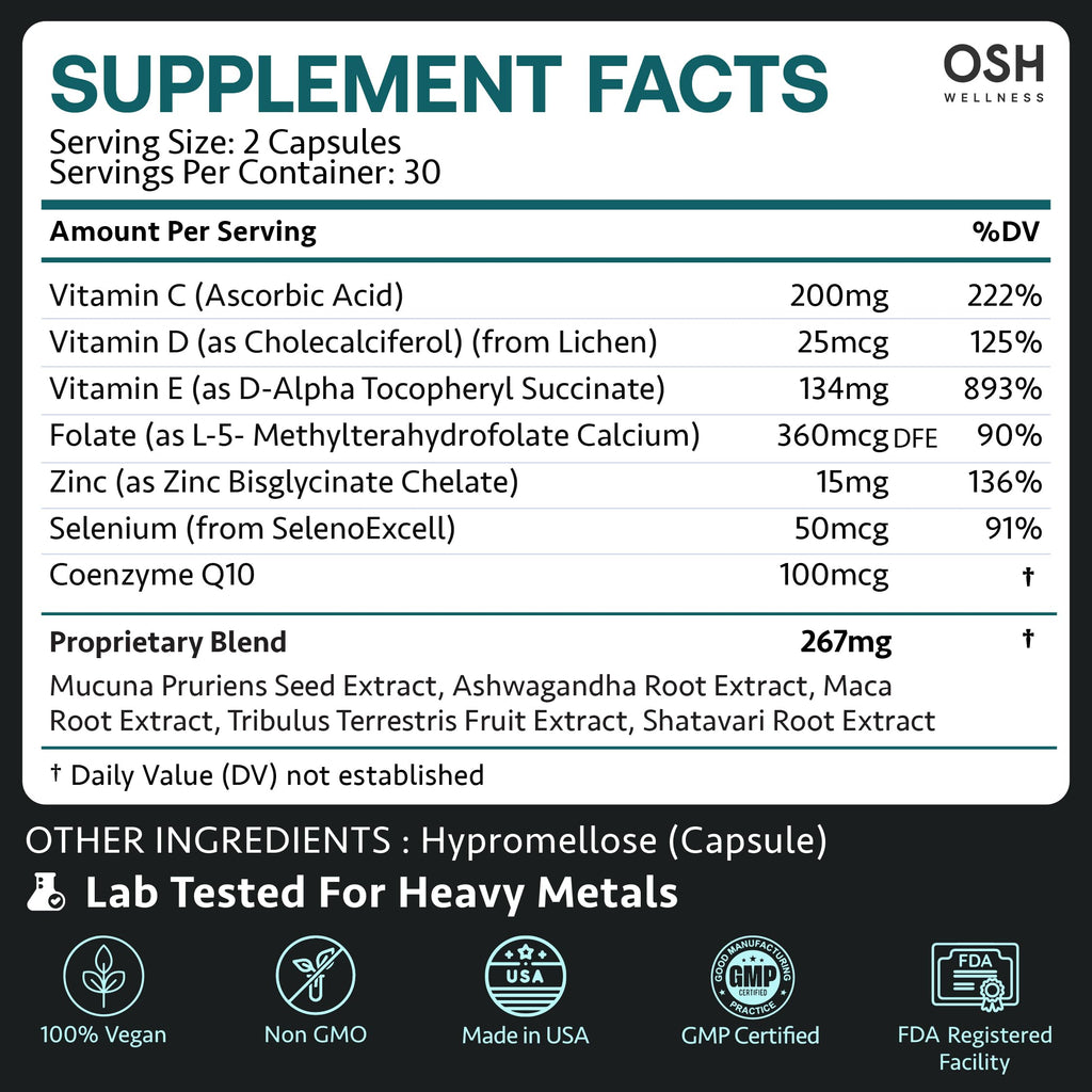 Osh Wellness Men's Fertility Support & Prenatal Vitamins – Ayurvedic Conception & Sperm Health