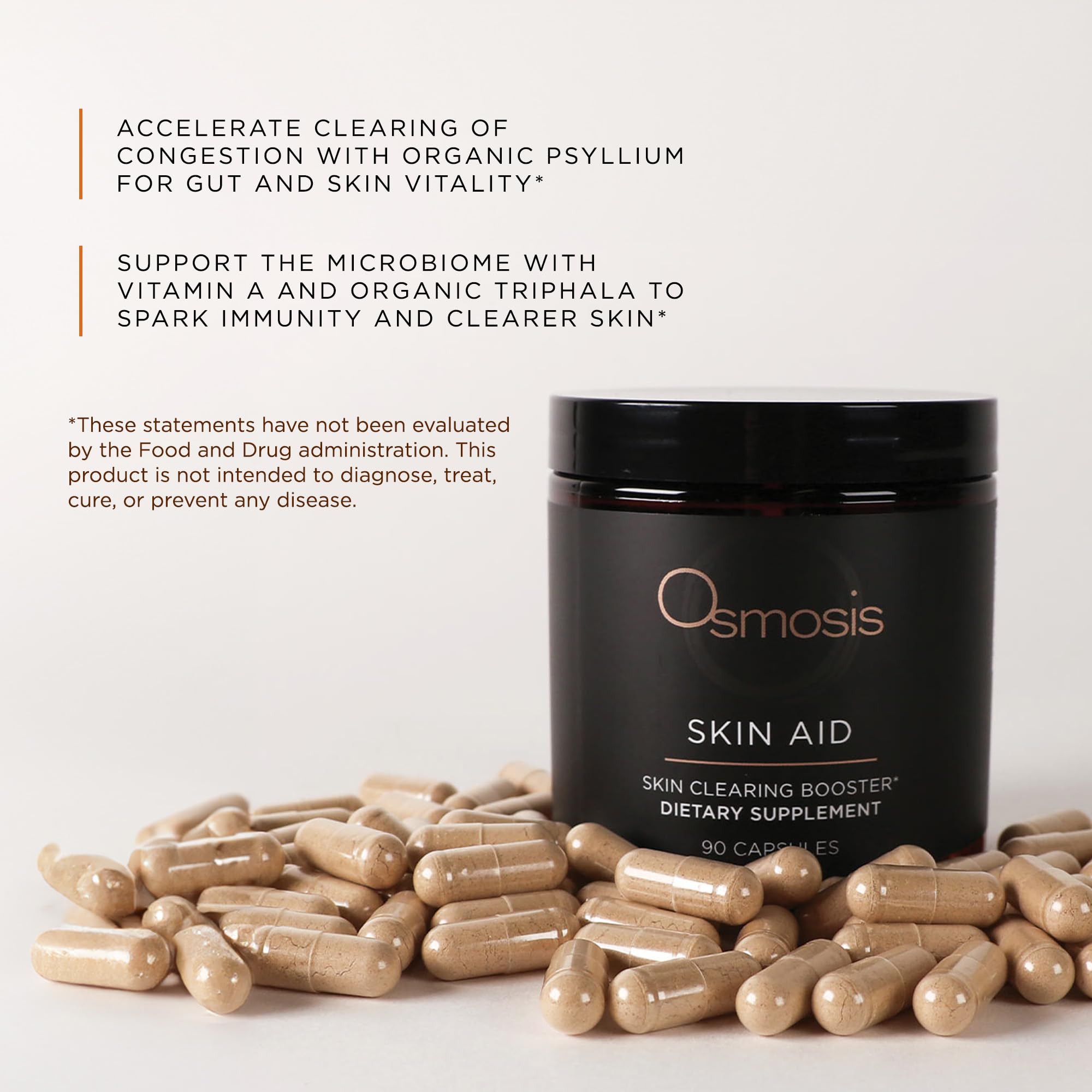 OSMOSIS Skin Aid Daily Supplement – Microbiome & Immunity Support, Vitamin A for Acne-Prone Skin | 90 Count