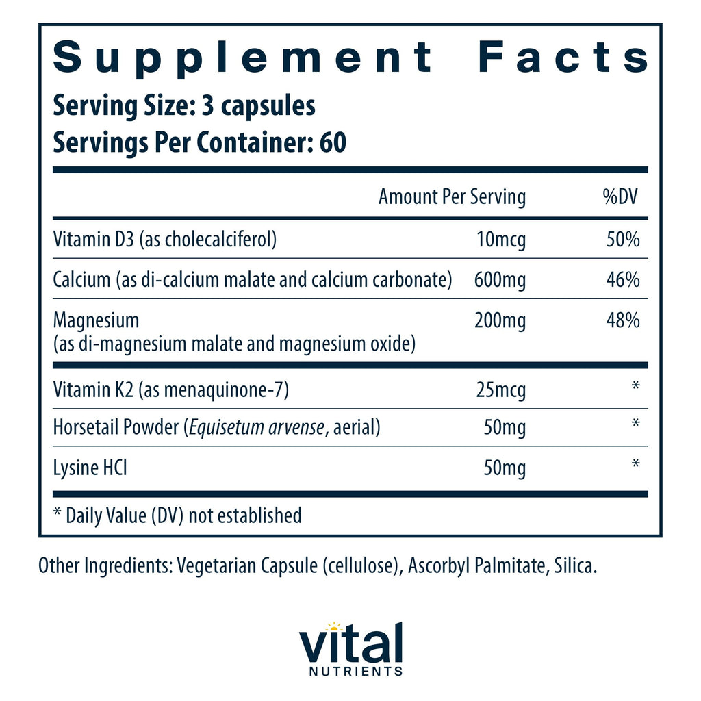 Vital Nutrients Osteo-Nutrients – K2+D3, Calcium & Magnesium for Bone & Heart Health