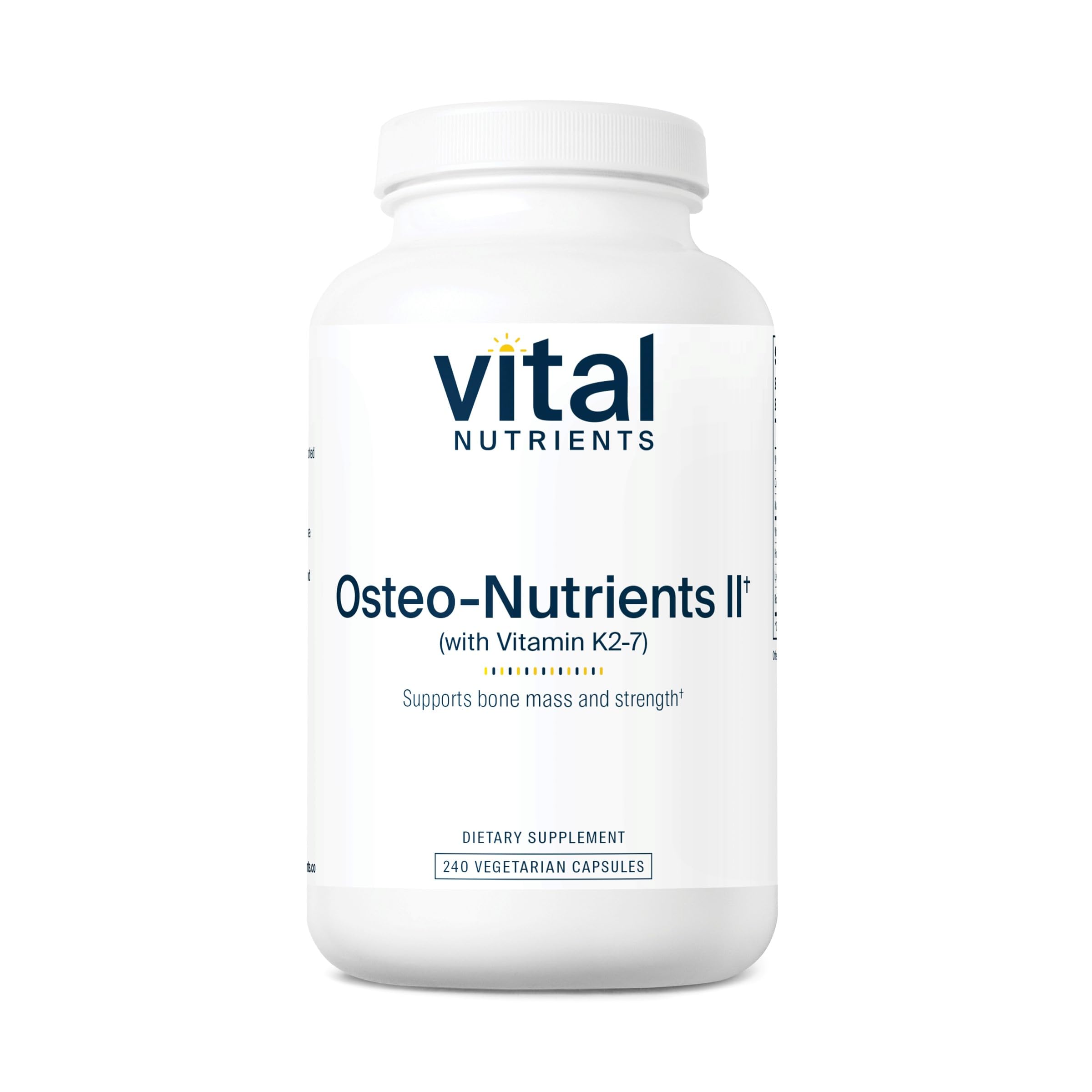 Vital Nutrients Osteo-Nutrients II | Vitamin K2 + D3, Calcium, Magnesium, Boron for Bone Strength & Heart Support | Vegetarian | 240 Capsules