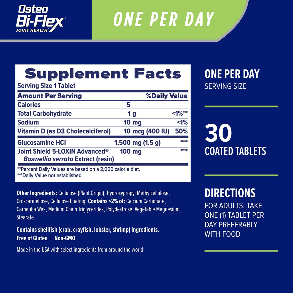 Osteo Bi-Flex One Per Day – Glucosamine Joint Health Supplement with Vitamin D, 30 Coated Tablets
