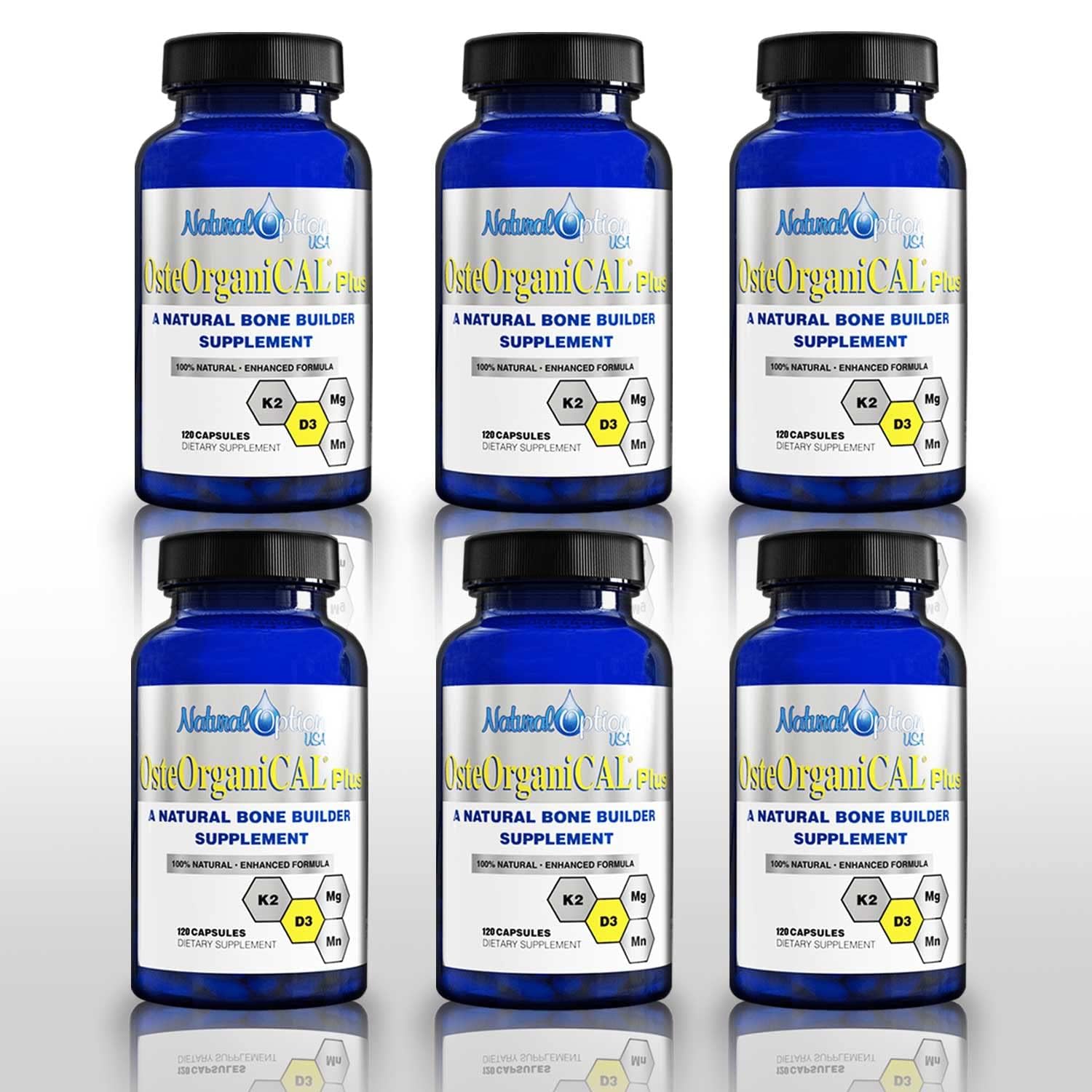 Osteorganical Plus – Organic Plant-Based Calcium with Vitamin D3, K2, Magnesium Glycinate & Manganese (720 Count) Pack of 6